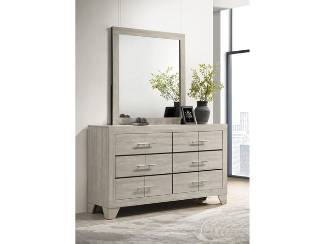 Trenton Rustic Cream 6-drawer Bedroom Dresser With Mirror - Ornate Home