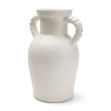 Trenza White Large Ceramic Vase with Twisted Handles - Ornate Home