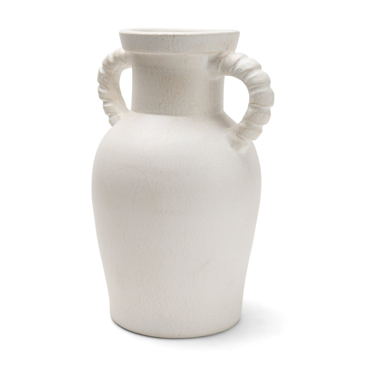 Trenza White Large Ceramic Vase with Twisted Handles - Ornate Home