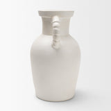 Trenza White Large Ceramic Vase with Twisted Handles - Ornate Home