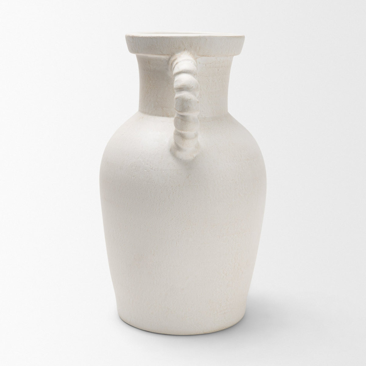 Trenza White Large Ceramic Vase with Twisted Handles - Ornate Home