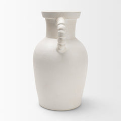 Trenza White Large Ceramic Vase with Twisted Handles - Ornate Home