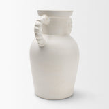 Trenza White Large Ceramic Vase with Twisted Handles - Ornate Home