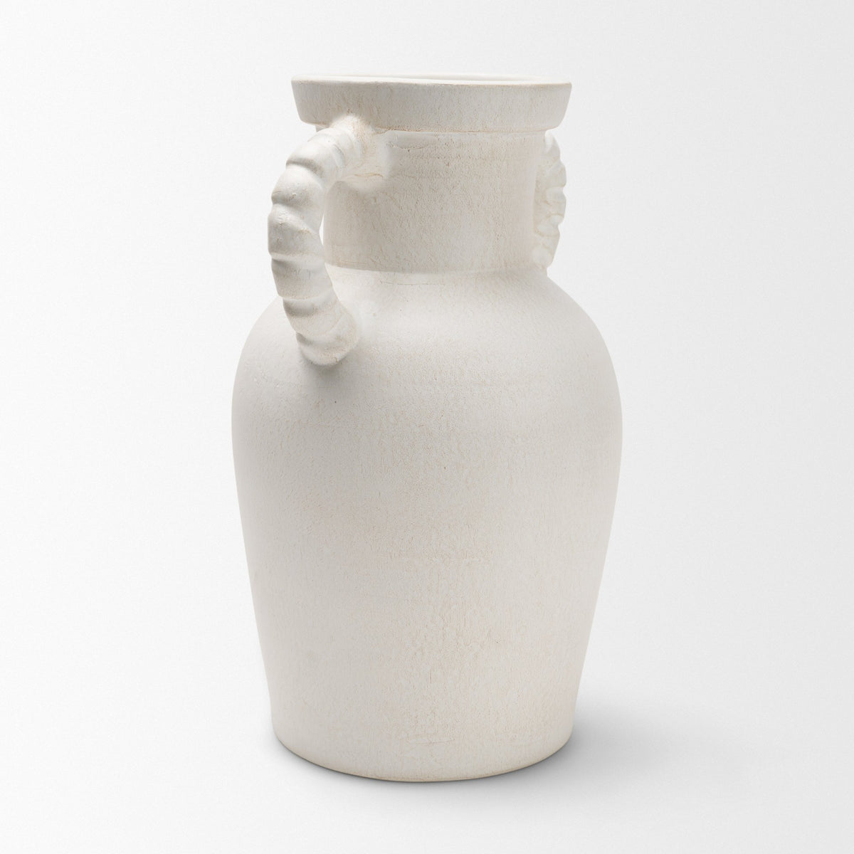Trenza White Large Ceramic Vase with Twisted Handles - Ornate Home