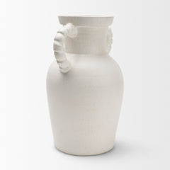 Trenza White Large Ceramic Vase with Twisted Handles - Ornate Home