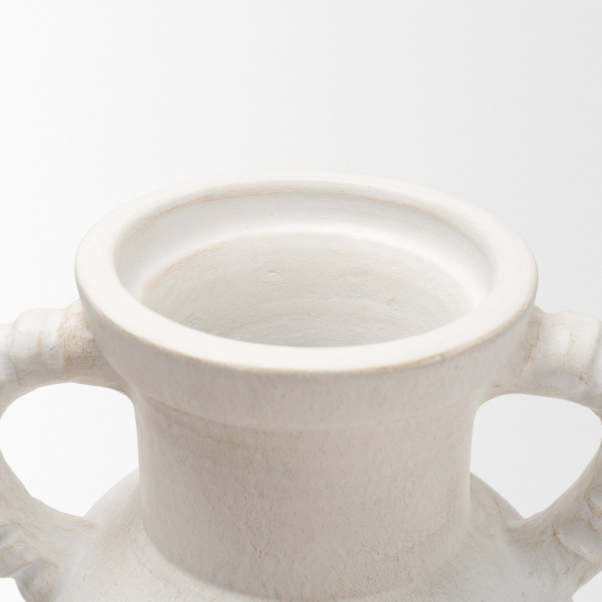Trenza White Large Ceramic Vase with Twisted Handles - Ornate Home