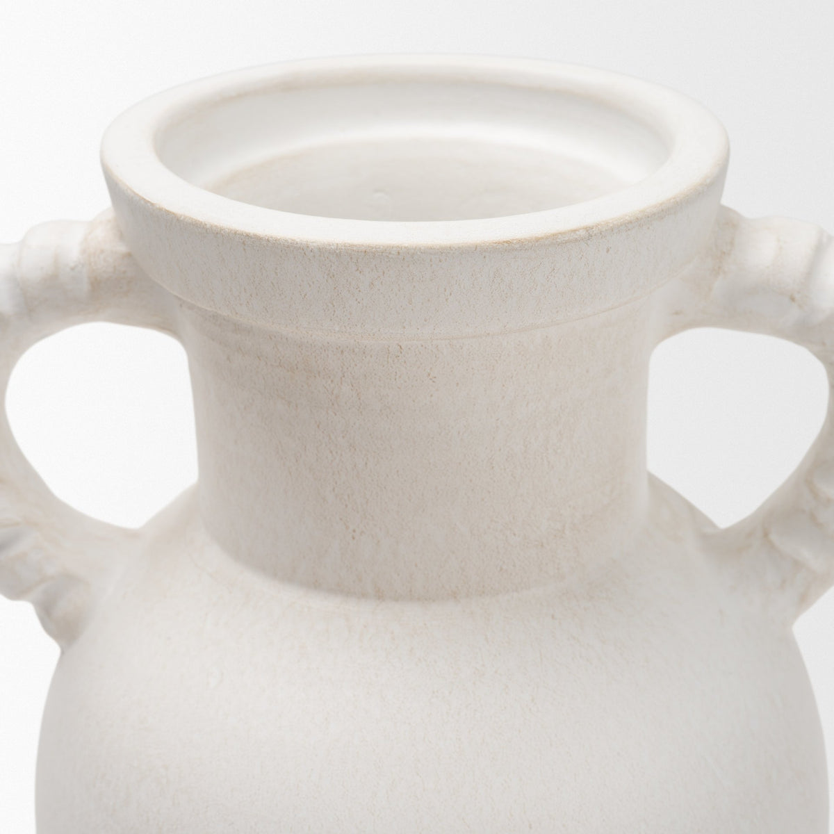 Trenza White Large Ceramic Vase with Twisted Handles - Ornate Home