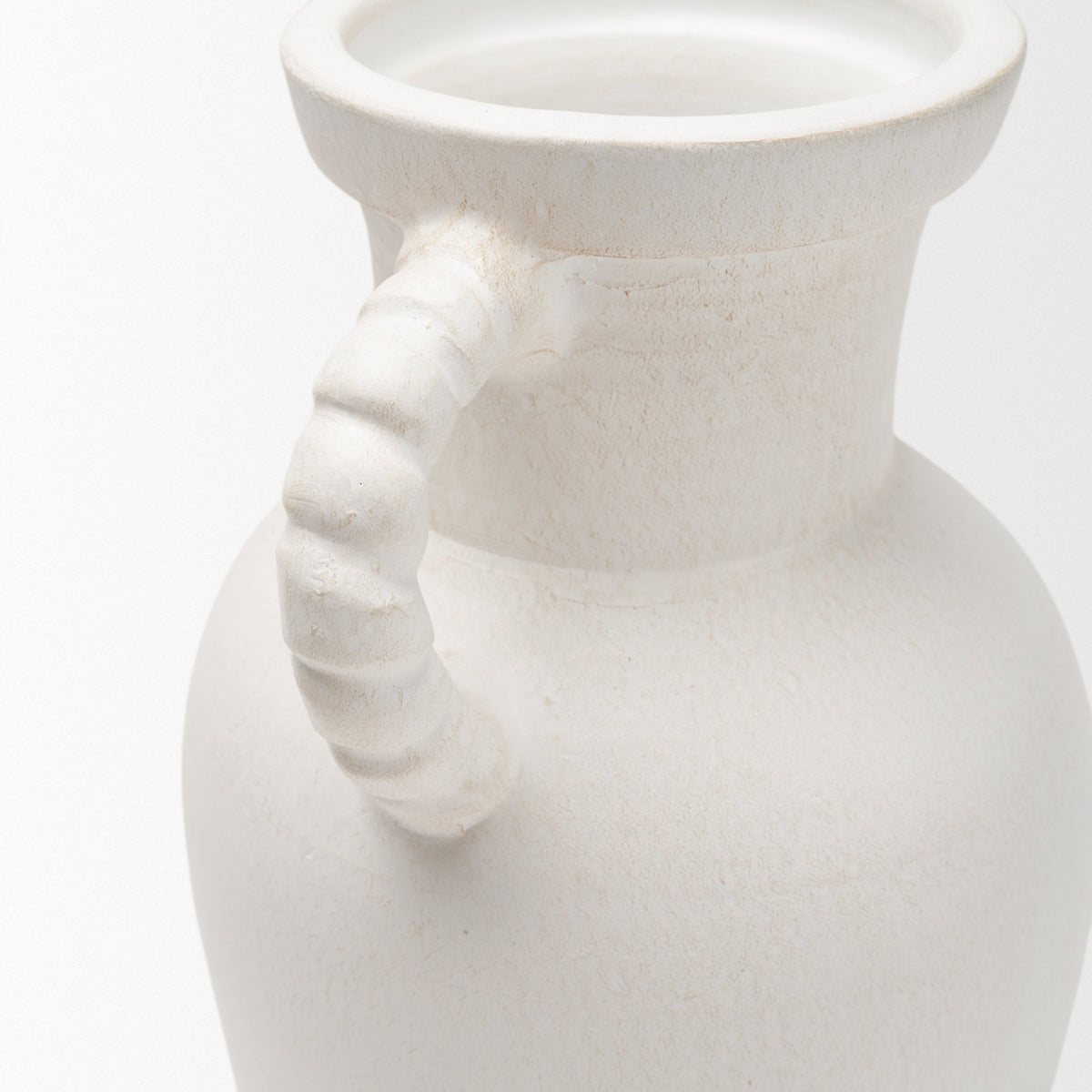 Trenza White Large Ceramic Vase with Twisted Handles - Ornate Home