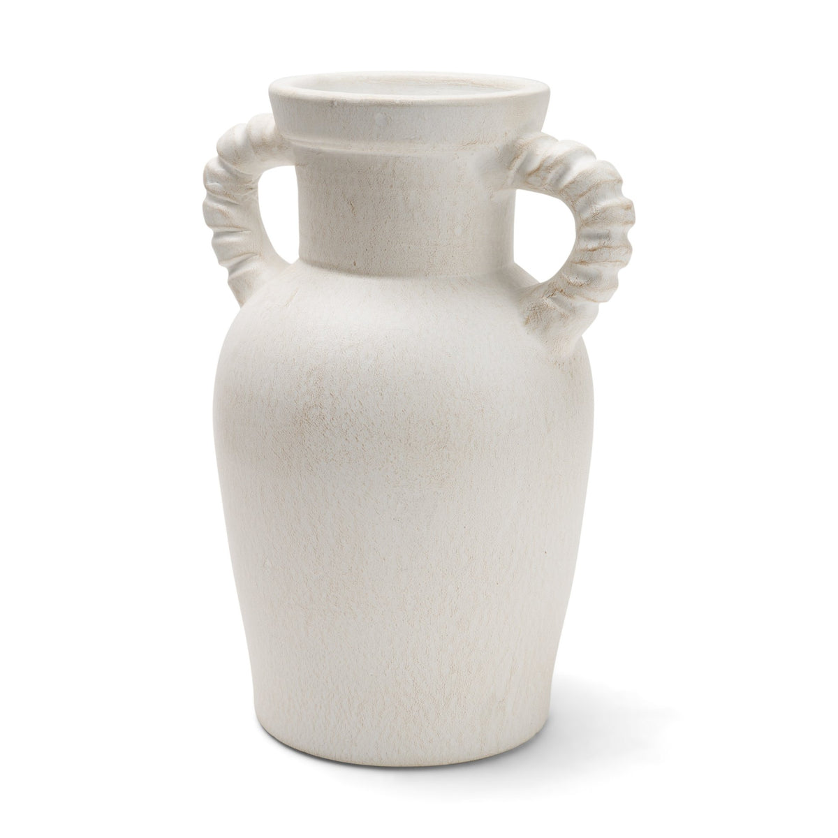 Trenza White Small Ceramic Vase with Twisted Handles - Ornate Home