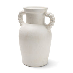 Trenza White Small Ceramic Vase with Twisted Handles - Ornate Home