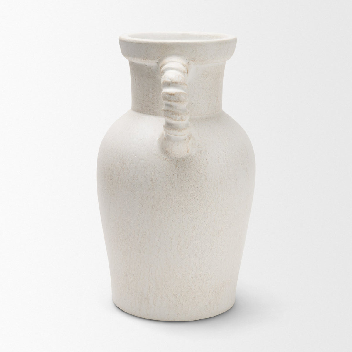 Trenza White Small Ceramic Vase with Twisted Handles - Ornate Home