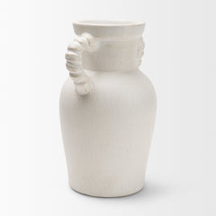 Trenza White Small Ceramic Vase with Twisted Handles - Ornate Home