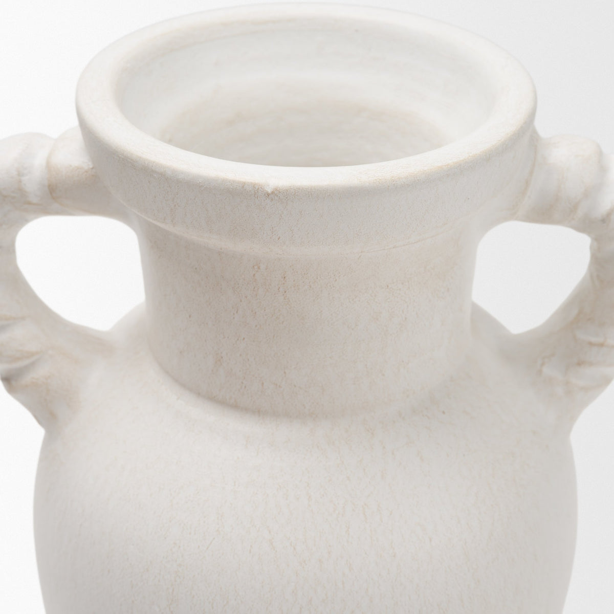 Trenza White Small Ceramic Vase with Twisted Handles - Ornate Home