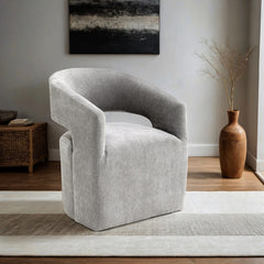 Tresa Light Gray Dining Arm Chair w/ Casters - Ornate Home