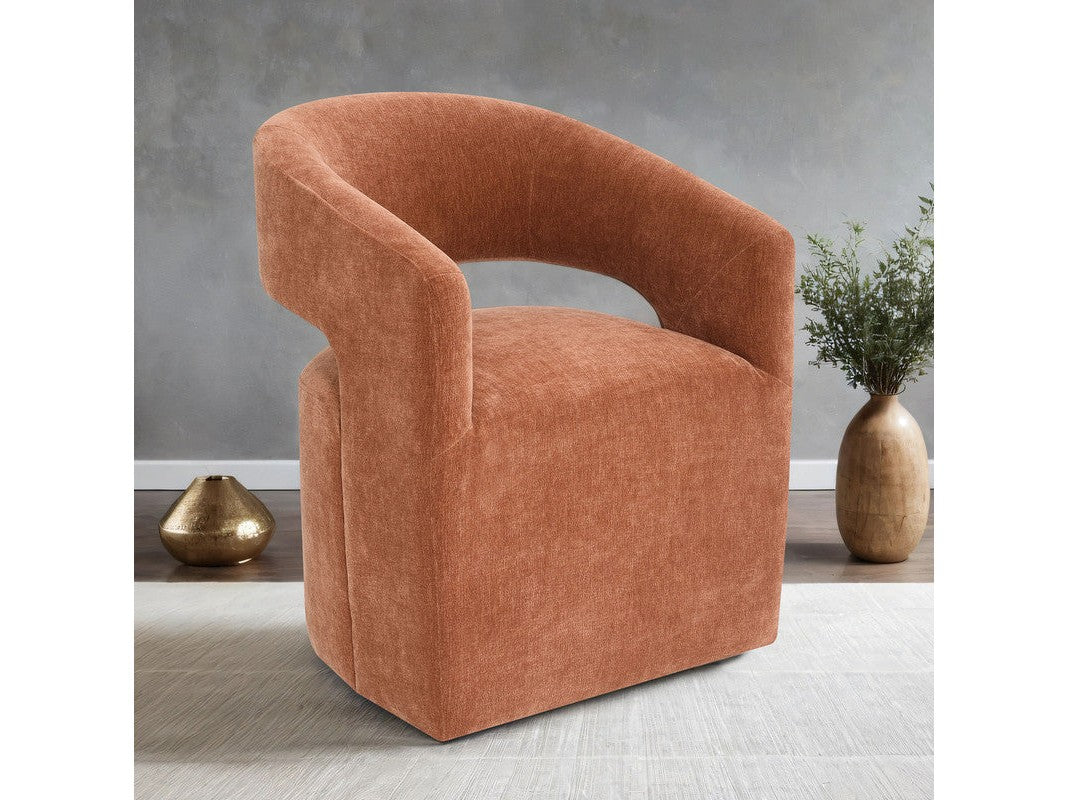 Tresa Rustic Orange Dining Arm Chair w/ Casters - Ornate Home