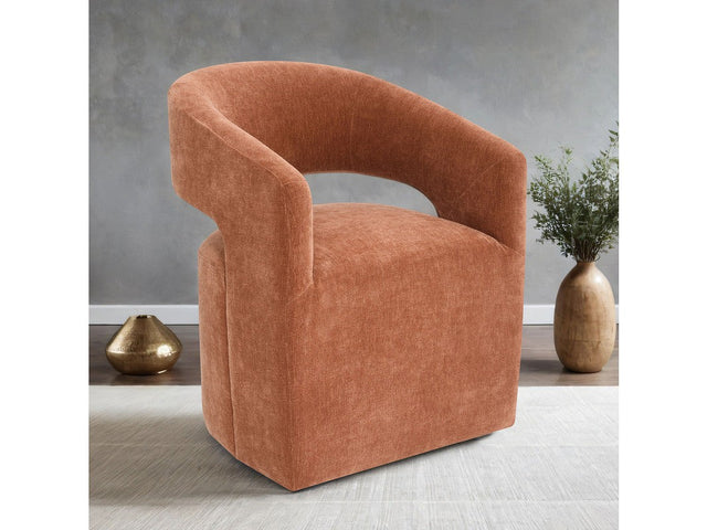 Tresa Rustic Orange Dining Arm Chair w/ Casters - Ornate Home