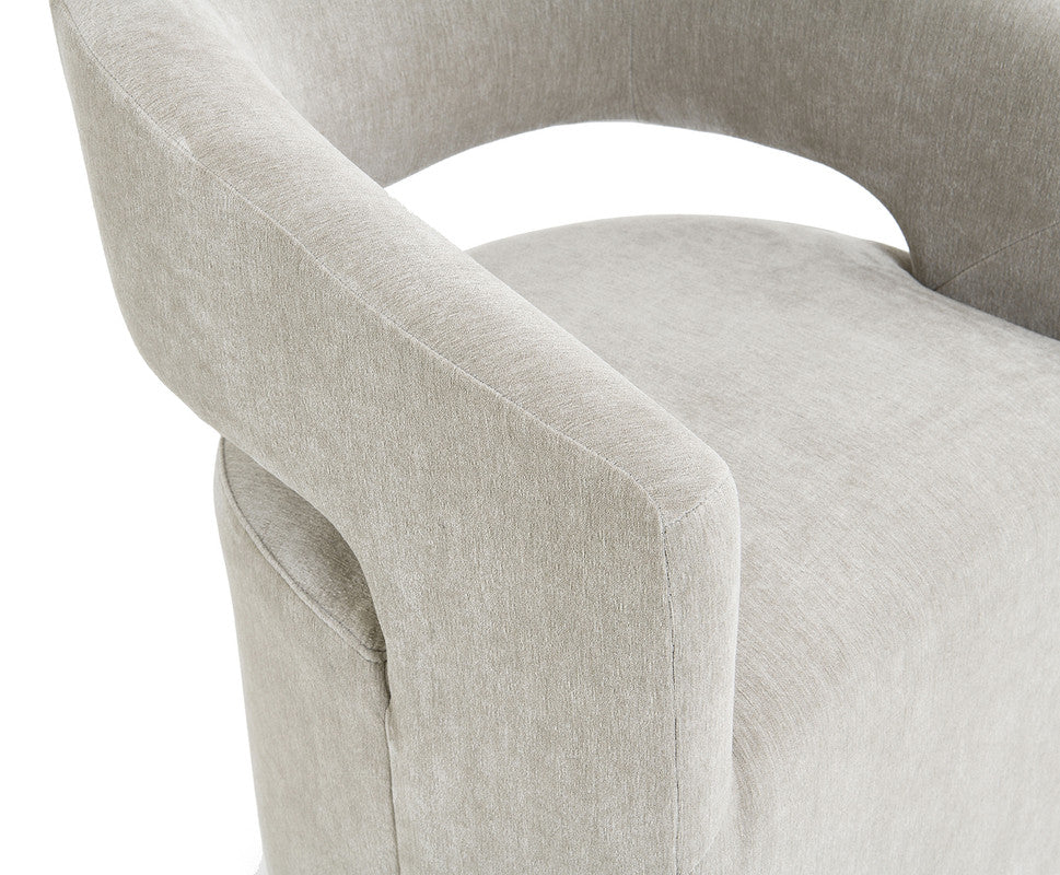 Tresa Taupe Dining Arm Chair w/ Casters - Ornate Home