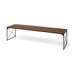 Trestman Brown/Black Wood Top Accent Bench