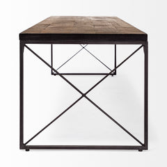 Trestman Brown/Black Wood Top Accent Bench