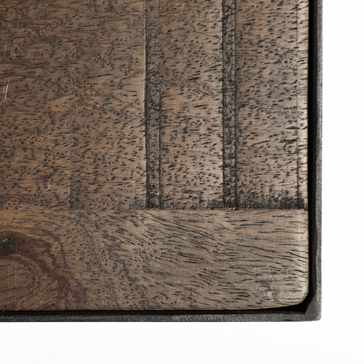 Trestman Medium Brown Square Top Wood and Iron Cross Braced End/Side Table - Ornate Home