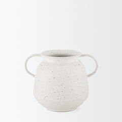 Treva White/Black Small Metal Vase - Ornate Home