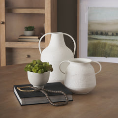 Treva White/Black Small Metal Vase - Ornate Home