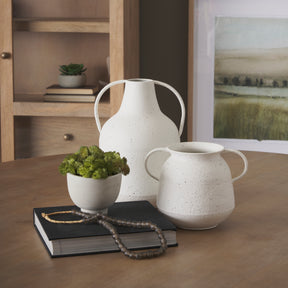 Treva White/Black Tall Metal Vase - Ornate Home