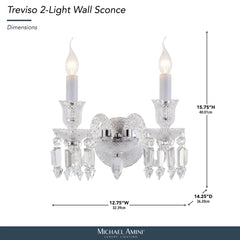 Treviso Clear 2-Light Traditional Crystal Wall Sconce - Ornate Home