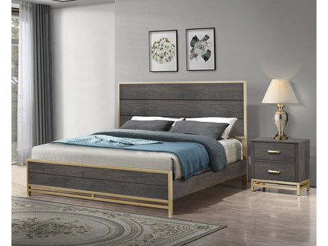 Trevor Brown/Gold King Panel Bed - Ornate Home