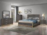 Trevor Brown/Gold Queen Panel Bed - Ornate Home