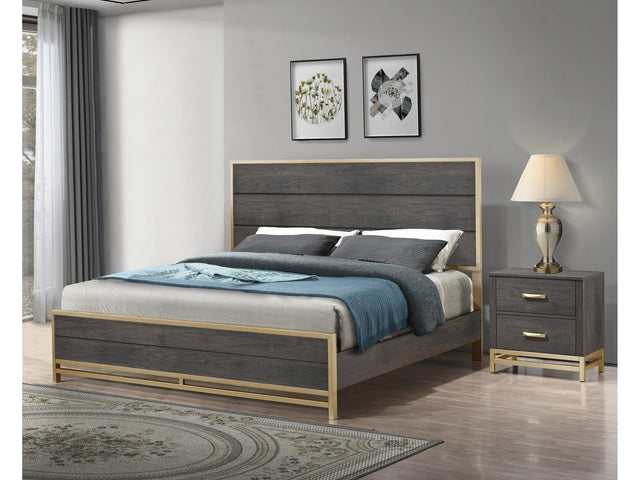 Trevor Brown/Gold Queen Panel Bed - Ornate Home