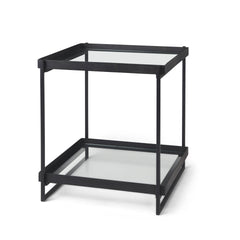 Trey Black Metal with Glass Accent Table - Ornate Home