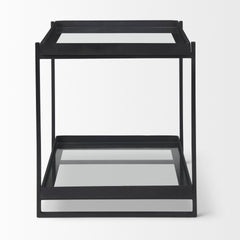 Trey Black Metal with Glass Accent Table - Ornate Home