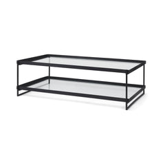 Trey Black Metal with Glass Coffee Table - Ornate Home