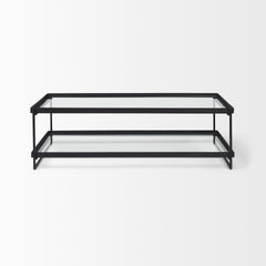Trey Black Metal with Glass Coffee Table - Ornate Home