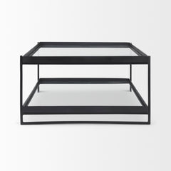 Trey Black Metal with Glass Coffee Table - Ornate Home