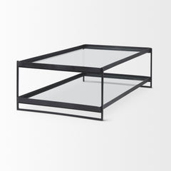 Trey Black Metal with Glass Coffee Table - Ornate Home