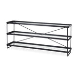 Trey Black Metal with Glass Console Table - Ornate Home