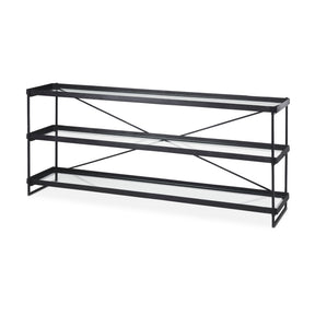Trey Black Metal with Glass Console Table - Ornate Home