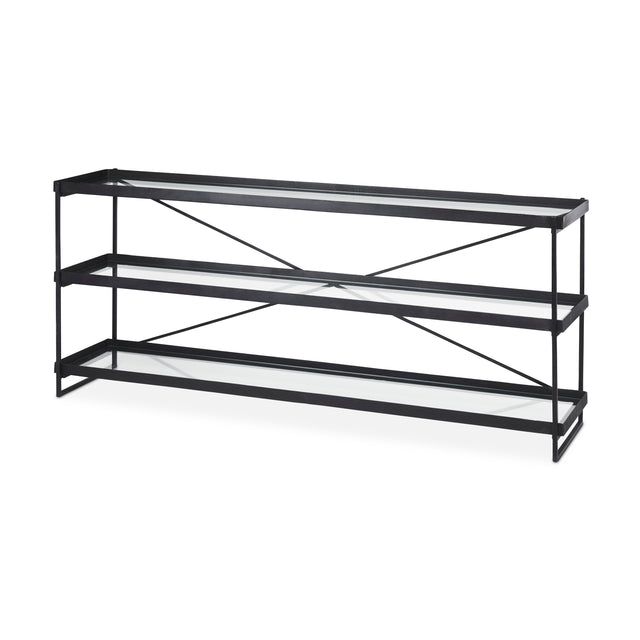 Trey Black Metal with Glass Console Table - Ornate Home