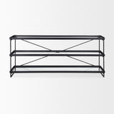 Trey Black Metal with Glass Console Table - Ornate Home