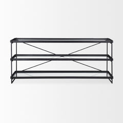 Trey Black Metal with Glass Console Table - Ornate Home