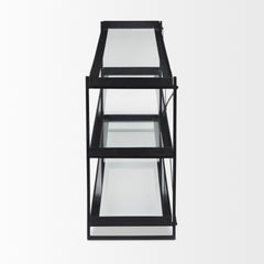Trey Black Metal with Glass Console Table - Ornate Home
