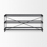Trey Black Metal with Glass Console Table - Ornate Home