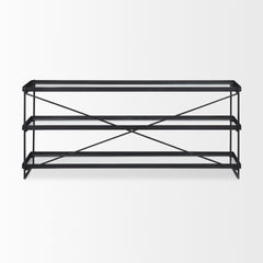 Trey Black Metal with Glass Console Table - Ornate Home