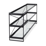 Trey Black Metal with Glass Console Table - Ornate Home