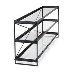 Trey Black Metal with Glass Console Table - Ornate Home