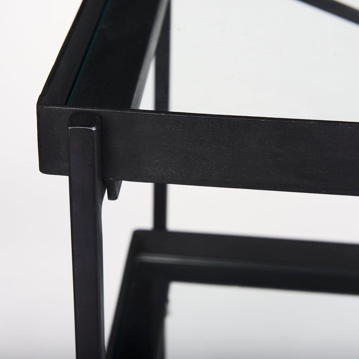 Trey Black Metal with Glass Console Table - Ornate Home