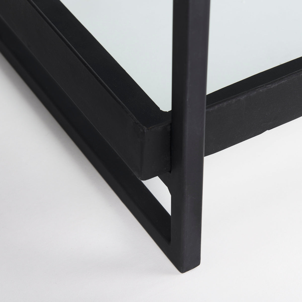 Trey Black Metal with Glass Console Table - Ornate Home