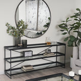 Trey Black Metal with Glass Console Table - Ornate Home